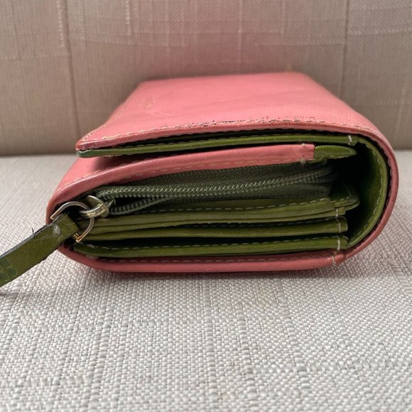 Kate Spade Women Wallet Pink/Green Leather Clutch Wrislet Card holder Purse - Picture 3 of 12